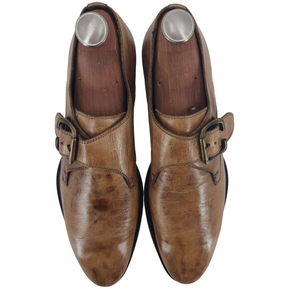 VINTAGE More by Mauri Italy Dress Shoes Men's 10 Patina Brown Monk Strap Loafers - Picture 9 of 10